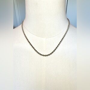 Genuine Sterling Silver Twist Rope Chain Necklace - 925 Italian-made 17.5”